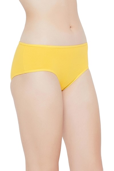 Buy Mid Waist Hipster Panty in Yellow- Cotton Online India, Best