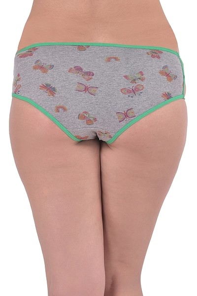 Buy Mid Waist Hipster Panty with Butterfly Print Back in Grey - Cotton  Online India, Best Prices, COD - Clovia - PN3297O01