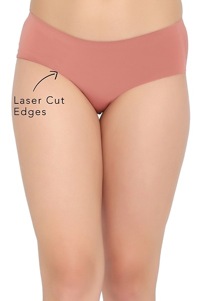 Buy Mid Waist Seamless Laser Cut Hipster Panty in Nude Colour