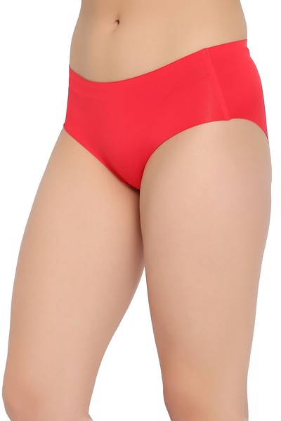 Buy Mid Waist Seamless Laser Cut Hipster Panty in Red Online India
