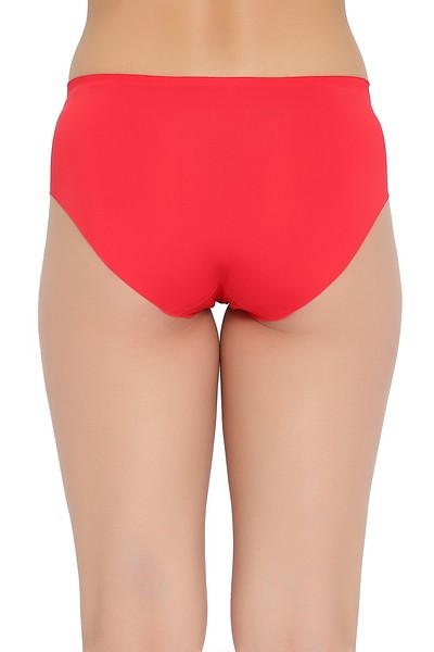 Clovia Mid Waist Seamless Laser Cut Hipster Panty In Red
