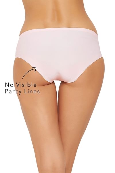 Buy Mid Waist Seamless Laser Cut Hipster Panty in Soft Pink Online