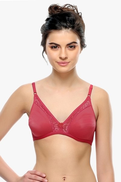 Buy Non-padded Demi Cup T-shirt Bra With Lace In Hot Pink Online