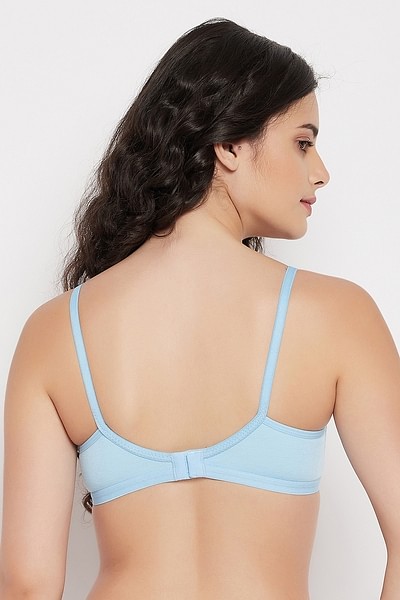 Non-Padded Non-Wired Full Coverage T-Shirt Bra in Powder Blue - Cotton Rich