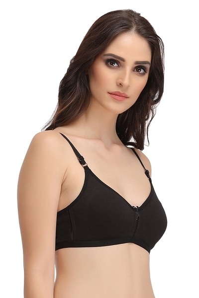 Buy Smoothie Non-Padded Non-Wired Full Coverage Bra in Black - Cotton Rich  Online India, Best Prices, COD - Clovia - BR0638P13