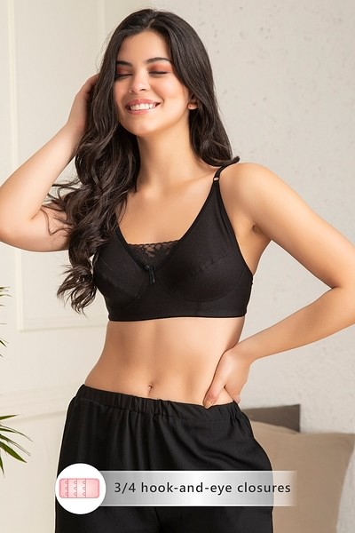 Buy Non-Padded Non-Wired Full Cup Cami Bra in Black - Cotton Online India,  Best Prices, COD - Clovia - BR1602P13