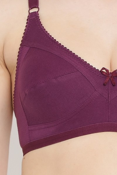 BigSaleDeals  Smoothie Non-Padded Non-Wired Full Coverage Bra in Purple -  Cotton Rich