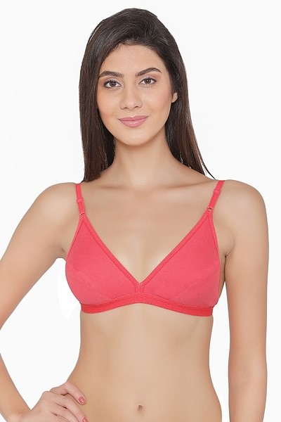Non-padded Bra With Lace Cups In Reddish Pink, Bras :: 4 Bras For 499 Online  Lingerie Shopping: Clovia