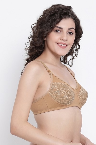 Buy Non-Padded Non-Wired Feeding Bra in Nude - Cotton Rich Online India,  Best Prices, COD - Clovia - BR1829P24