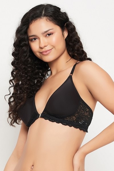 Buy Non-Padded Non-Wired Demi Cup Dot Print Bra in Black - Cotton Online  India, Best Prices, COD - Clovia - BR1678X08