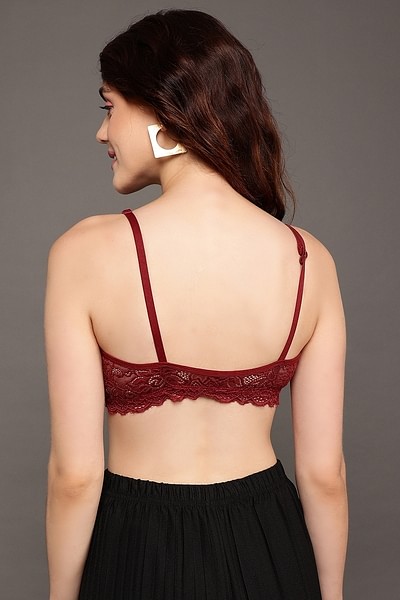Buy Non-Padded Non-Wired Demi Coverage Spacer Cup Plunge Bra in