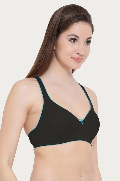 Buy Non-Padded Non-Wired Demi Cup T-shirt Bra in Black - Cotton Online  India, Best Prices, COD - Clovia - BR0584P13
