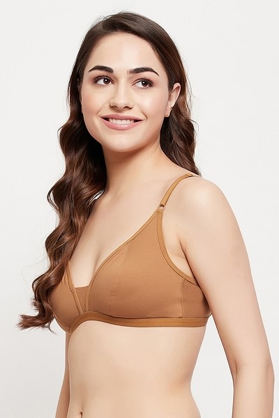 Buy Non-Padded Non-Wired Demi Cup Bra in Nude Colour - Cotton Online India,  Best Prices, COD - Clovia - BR0856A24