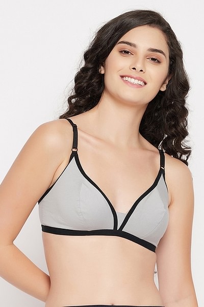 Cotton Non-Padded no-wire Demi Cup Bra with detachable transparent straps -  Stylace