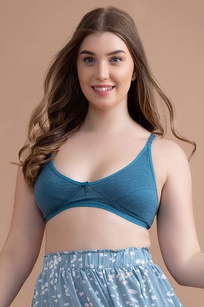 Buy Non-Padded Non-Wired Demi Cup Bra in Light Blue - Cotton Online India,  Best Prices, COD - Clovia - BR1678S03
