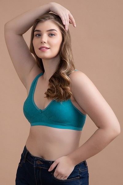 Buy Non-Padded Non-Wired Demi Cup Bra in Turquoise Blue - Cotton Online  India, Best Prices, COD - Clovia - BR1678U36