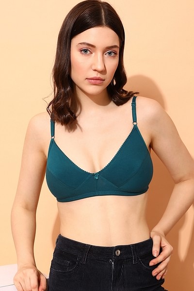 Buy Padded Non-Wired Demi Cup T-shirt Bra in Green - 100% Cotton Online  India, Best Prices, COD - Clovia - BR1581D17