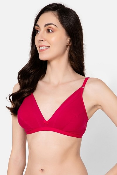 Buy Non-Padded Non-Wired Demi Cup Plunge Bra in Magenta - Cotton Online  India, Best Prices, COD - Clovia - BR1595B14