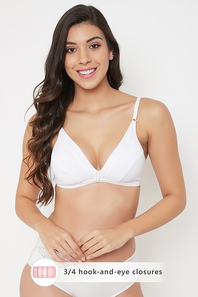 Buy Non-Padded Non-Wired Demi Cup Gingham Checks Plunge Bra in White -  Cotton Online India, Best Prices, COD - Clovia - BR1595N18