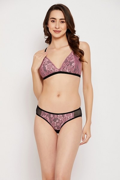 Buy Stylish Purple Satin Lace Bra And Panty Set For Women Online In India  At Discounted Prices