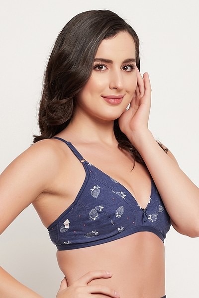 Buy Non-Padded Non-Wired Demi Cup Strawberry Print Plunge Bra in