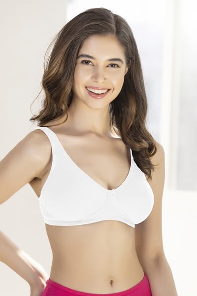 Clovia Non-Padded Non-Wired Demi Cup T-shirt Bra in White - Cotton Rich