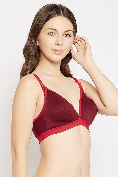 Buy Non-Padded Non-Wired Full Coverage Spacer Cup Feeding Bra in