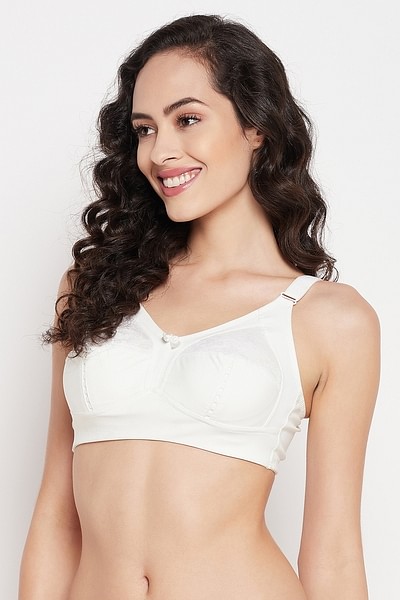 Buy Clovia Non-Padded Non-Wired Full Cup Heart Print Bra in White - Cotton  Online at Best Prices in India - JioMart.