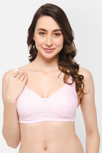 Clovia Non-Padded Non-Wired Full Coverage T-shirt Bra in Soft Pink - Cotton