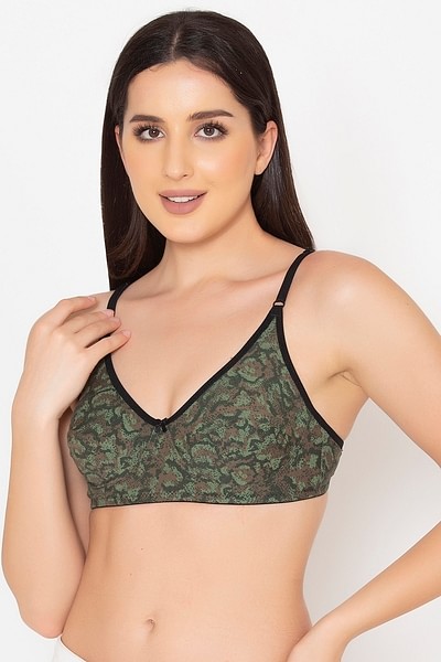 Buy Non-Padded Non-Wired Full Cup Snake Print Bra in Sage Green - Cotton  Online India, Best Prices, COD - Clovia - BR0227W17