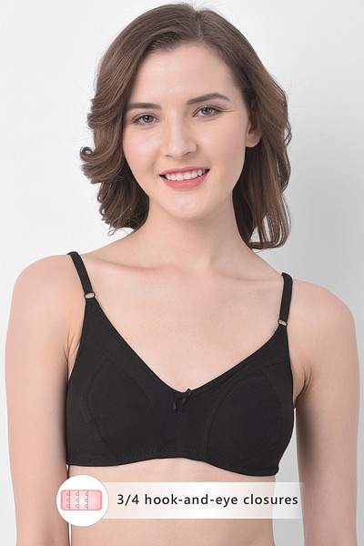 Buy online Black Cotton Regular Bra from lingerie for Women by