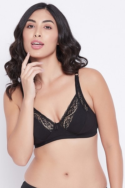 Buy Non-Padded Non-Wired Full Cup Bra in Black - Cotton Online