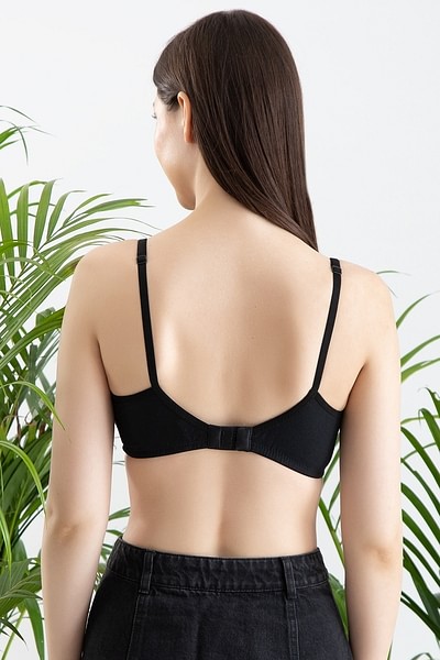 Buy Non-Padded Non-Wired Full Coverage Bra with Mesh Panel In Black -  Cotton Online India, Best Prices, COD - Clovia - BR1333P13