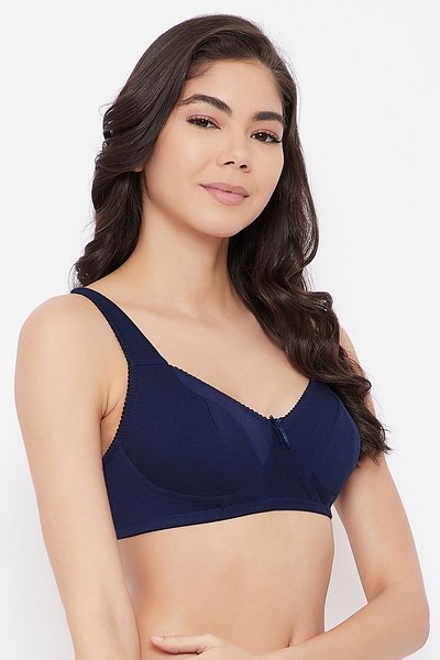 Buy Non-Padded Non-Wired Full Cup Bra in Blue - Cotton Online India, Best  Prices, COD - Clovia - BR2038B08