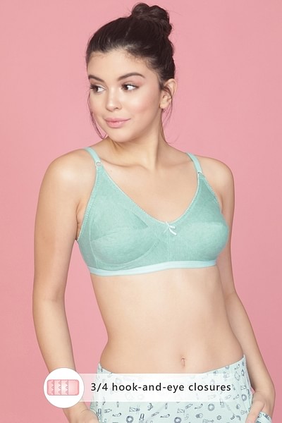 Buy Non-Padded Non-Wired Full Figure Bra in Blue- Cotton Rich Online India,  Best Prices, COD - Clovia - BR0185B08