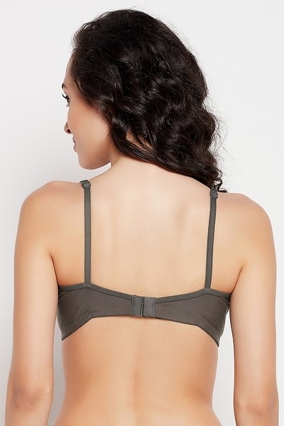 Buy Non-Padded Non-Wired Full Cup Bra in Dark Grey- Cotton Online India,  Best Prices, COD - Clovia - BR1780J05