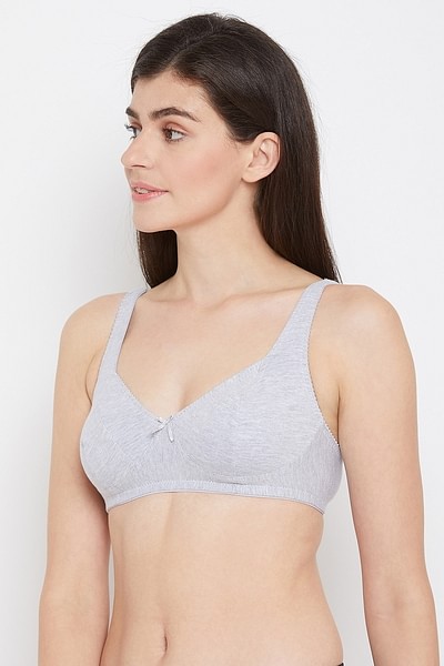 Buy Non-Padded Non-Wired Full Cup Bra in Grey - Cotton Online