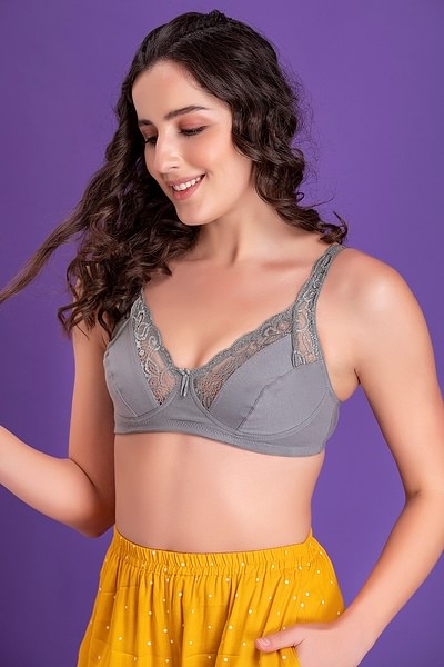 Non-Padded Maroon And Grey Cotton Designer Bra at Rs 89/piece in Delhi