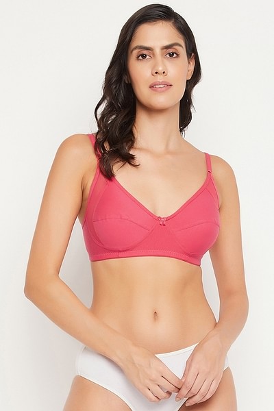 Buy Clovia Non-Padded Non-Wired Full Figure Bra in Hot Pink - Cotton in Pink  2024 Online