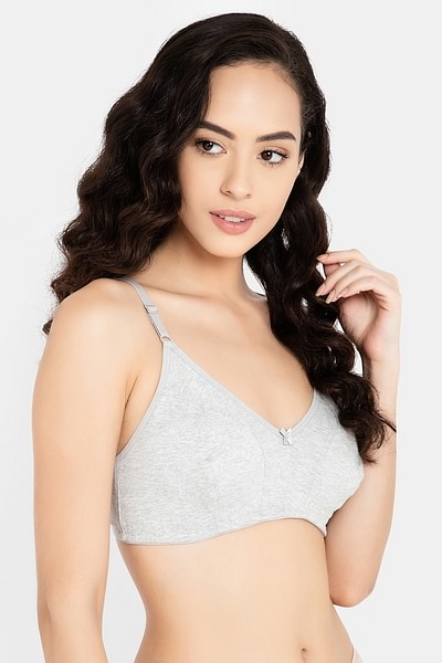 Buy Non-Padded Non-Wired Full Cup Bra in Light Grey Melange - Cotton Online  India, Best Prices, COD - Clovia - BR0925B01