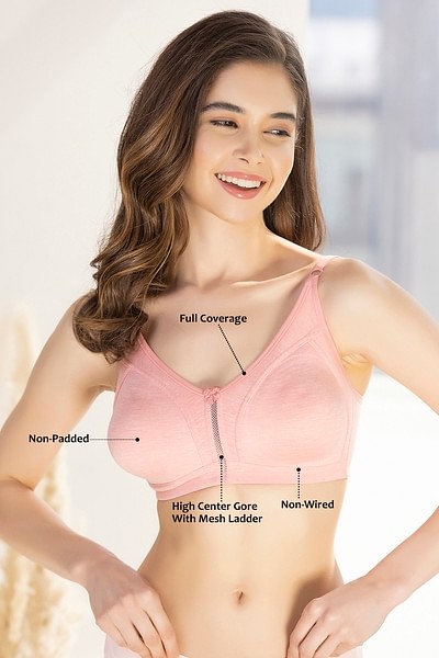 Buy Non-Padded Non-Wired Full Coverage Spacer Cup Feeding Bra in Pink -  Cotton Rich Online India, Best Prices, COD - Clovia - BR2085A14