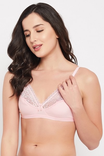 Buy Non-Padded Non-Wired Full Cup Bra in Light Pink - Lace & Cotton Online  India, Best Prices, COD - Clovia - BR1548U22