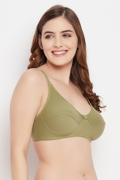 Buy Da Intimo Olive Green Solid Non Wired Non Padded Everyday Bra