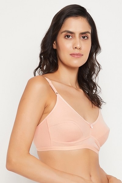 Buy Non-Padded Non-Wired Full Cup Bra in Peach Colour - 100