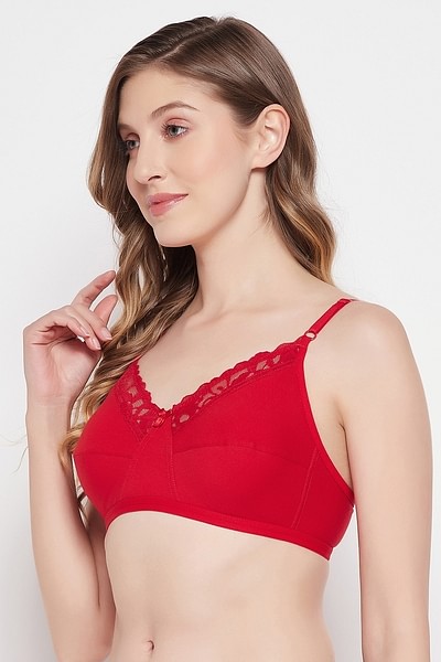 Buy Non-Padded Non-Wired Full Cup Bra in Red - Cotton Online India, Best  Prices, COD - Clovia - BR1103P04
