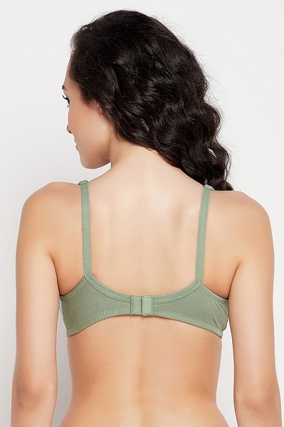 Buy Non-Padded Non-Wired Full Cup Bra in Sage Green - Cotton