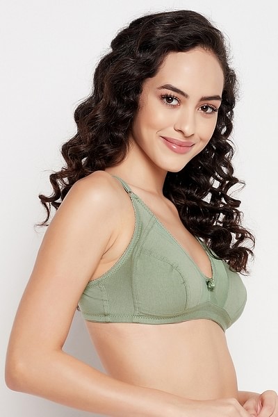 Buy Clovia Women's Cotton Non-Padded Non-Wired Full Cup Bra  (BR0925P01_Grey_32B) at