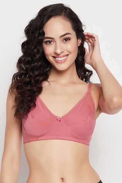 Buy Non-Padded Non-Wired Full Cup Bra in Salmon Pink - Cotton Online India,  Best Prices, COD - Clovia - BR1780A22
