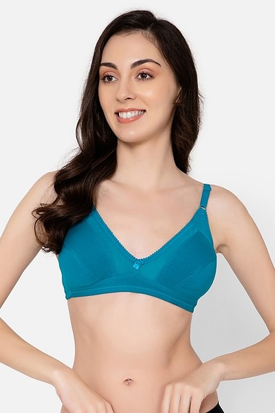 Buy Non-Padded Non-Wired Full Cup Bra in Sky Blue - Cotton Online India,  Best Prices, COD - Clovia - BR0384L03