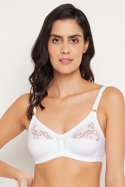White Underwired Non Padded Full Cup Lace Bra